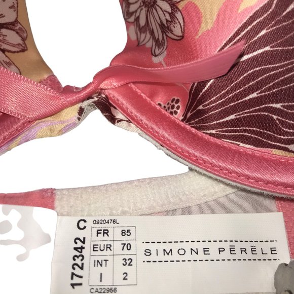 SIMONE PERELE Bra, Made in France. Pink Floral. Pink Bow FR 85 EU 70 US 32C - Picture 5 of 10